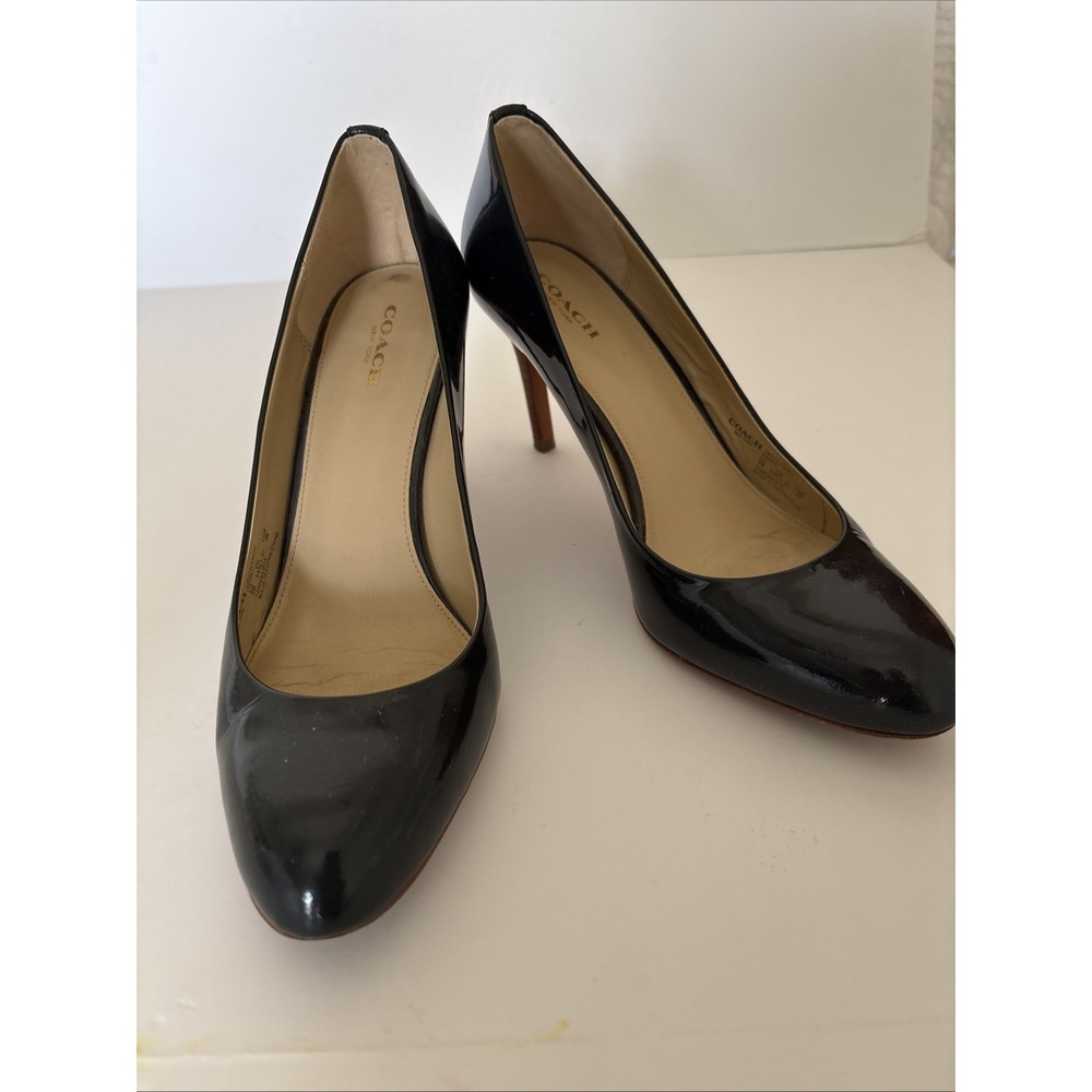 Coach New York Rosey Women's Pumps Size 9 B Navy Black Heels Patent Leather - Picture 1 of 10